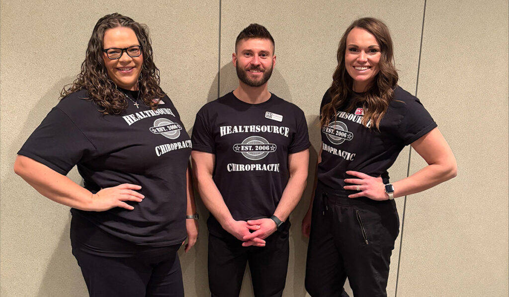 Dr. Melissa Loidolt, Dr. Emily Spier and Dr. Brennan Paulsen, Doctors of Chiropractic at HealthSource of St. Cloud.